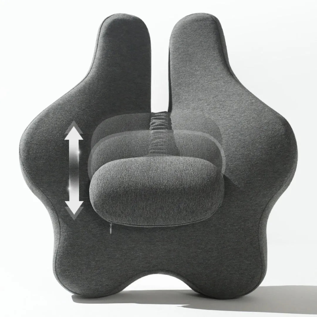 Memory foam car lumbar cushion in black colour showing 50cm width