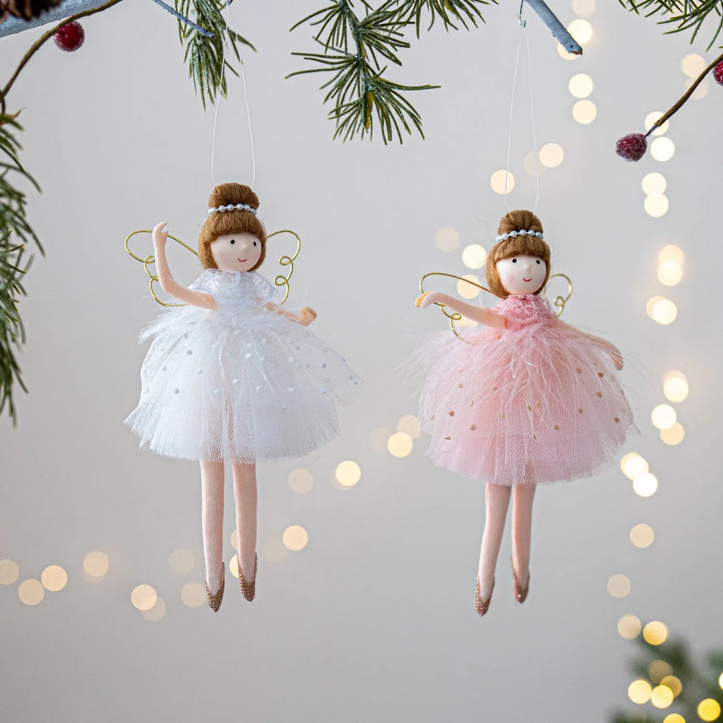 Pink and white cloth ballet girl angel doll plush pendant ornament