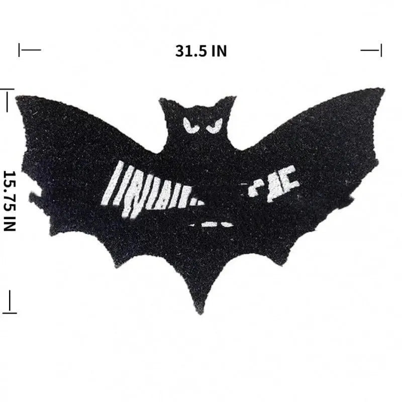 Bat-shaped plastic decorative mat, 40x80cm, bat mat design for Halloween door or floor use