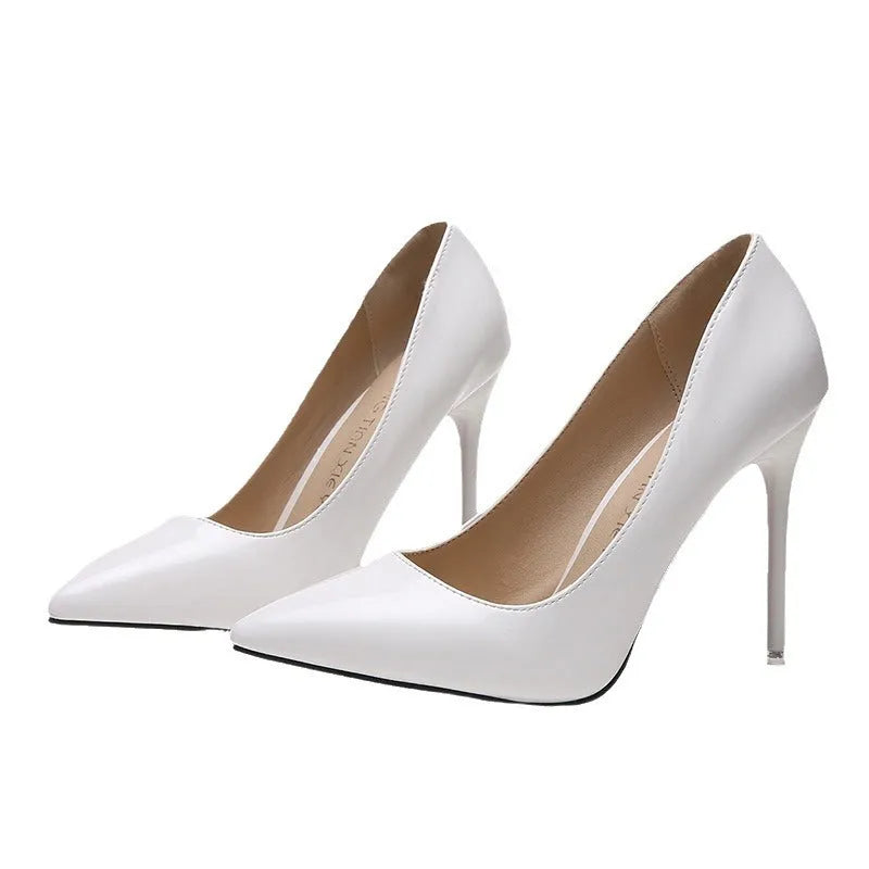 Women's nude stiletto high heels with pointed toe and 8CM+ heel height in multiple colours