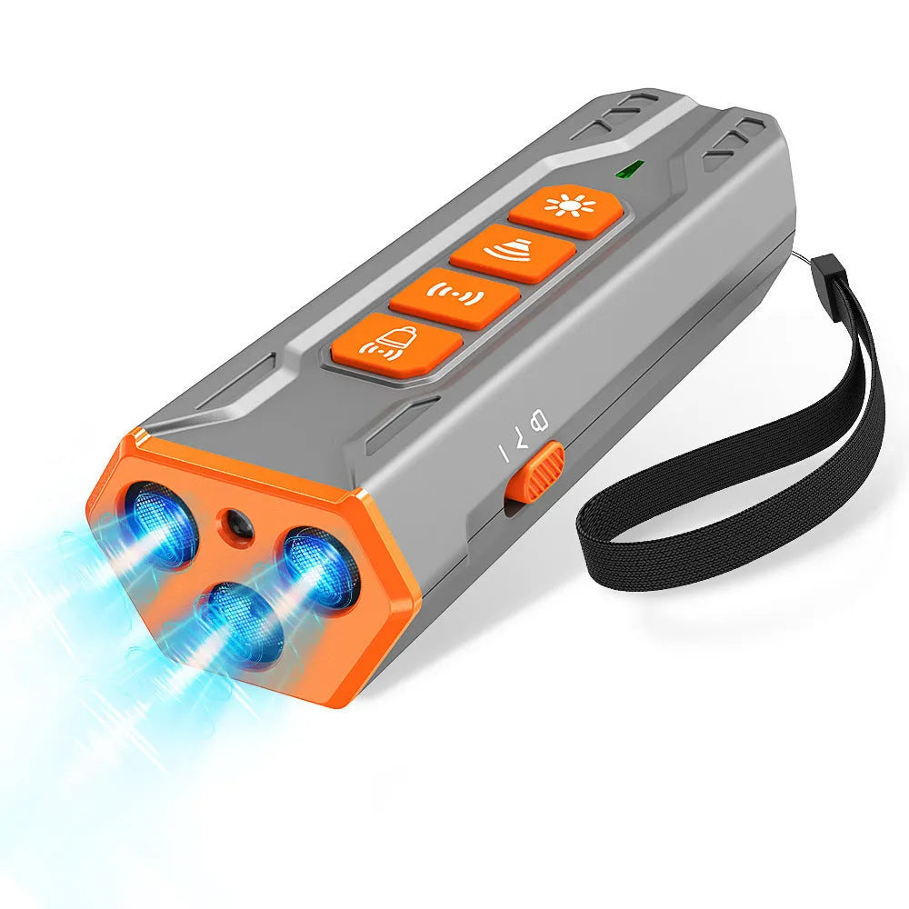 Ultrasonic dog trainer remote control device in grey orange or black orange colour options