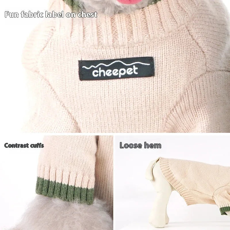 British style wool pet sweater for dog or cat in Crown Blue colour, sized for winter