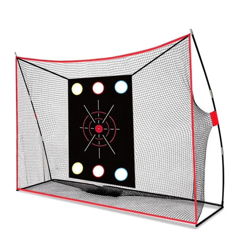 Golf wedge training set with 3-hole target net, straw practice mat and practice balls