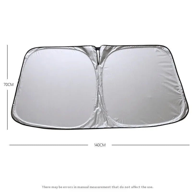 Aluminium foil car sunshade for heat insulation and UV protection in titanium silver colour