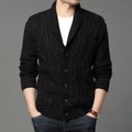 Men's straight-cut jacquard patterned knitted cardigan jacket in autumn winter style