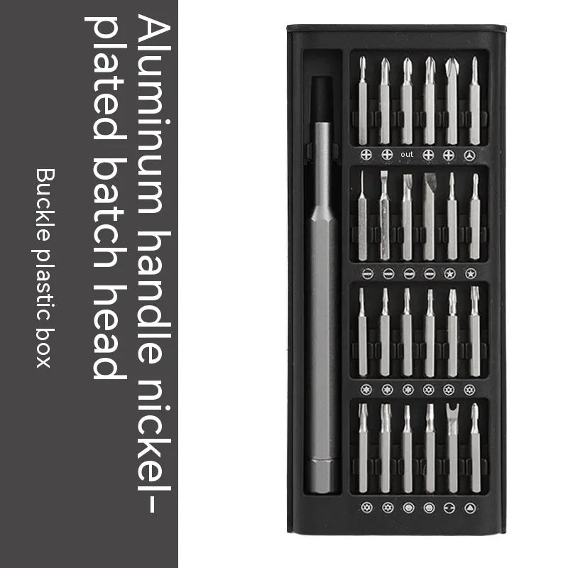 24 in one precision magnetic screwdriver tool set with aluminium and plastic handles and chrome vanadium steel bits