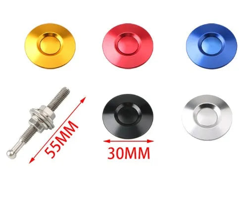 30mm diameter aluminium alloy car engine cover lock in silver, black, gold, blue, and red colour options.