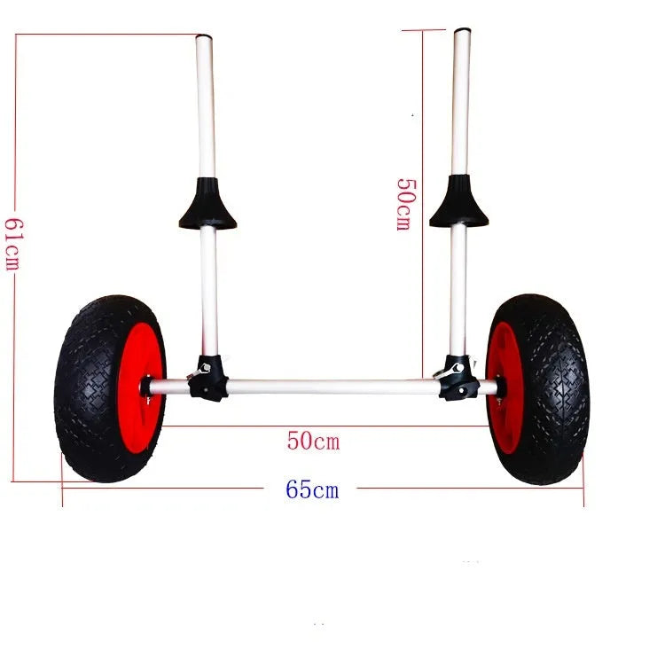 Foldable aluminium kayak beach transport cart with upright pole platform for drift boats