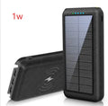 Portable power bank with wireless charging surface and USB ports in black colour