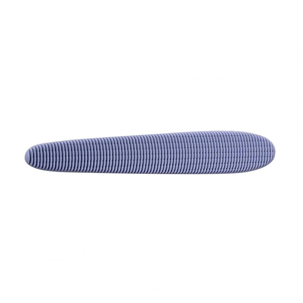 Grey and pink ABS plastic cat grooming comb with dual-width teeth design for pet hair removal