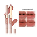 Double-headed lipstick with matte finish and lip gloss in ten colour options