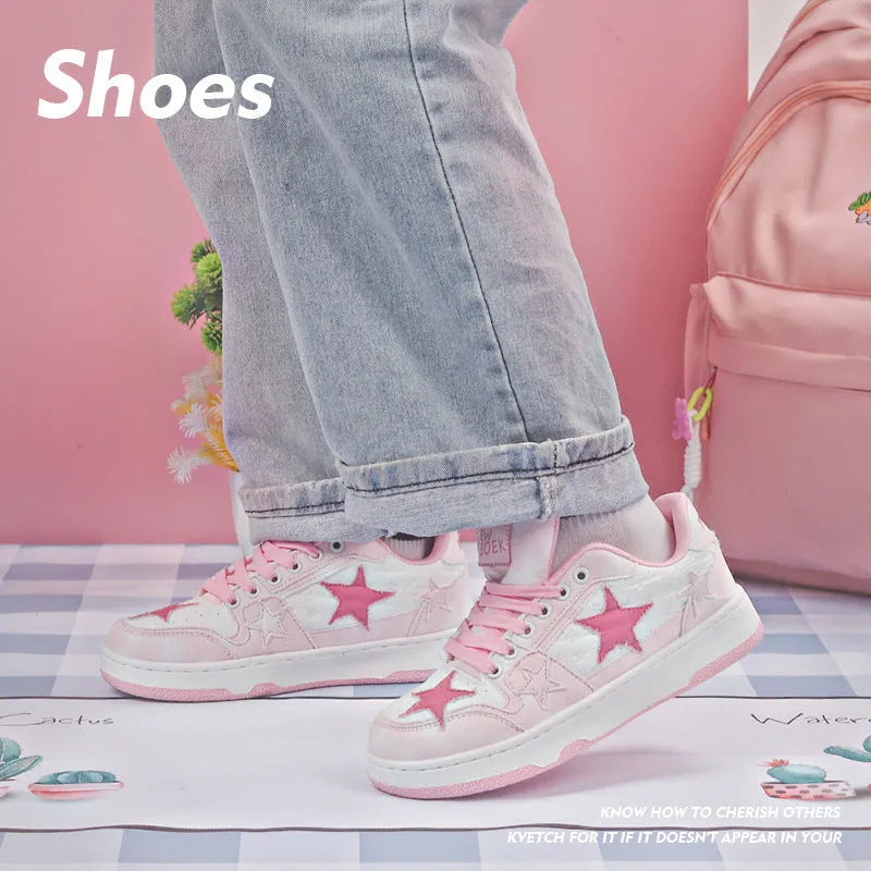 Unisex denim skateboard shoes with lace-up front and round toe in black, green, or pink