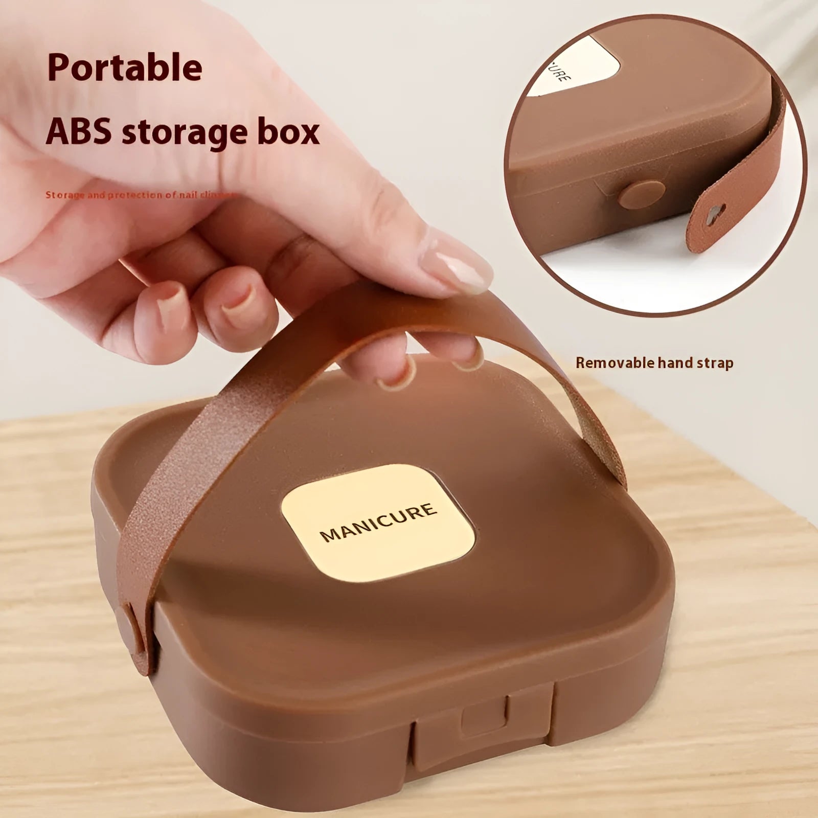 Portable household fingernail maintenance kit with anti-splash design and plastic stainless steel tools in multiple colours