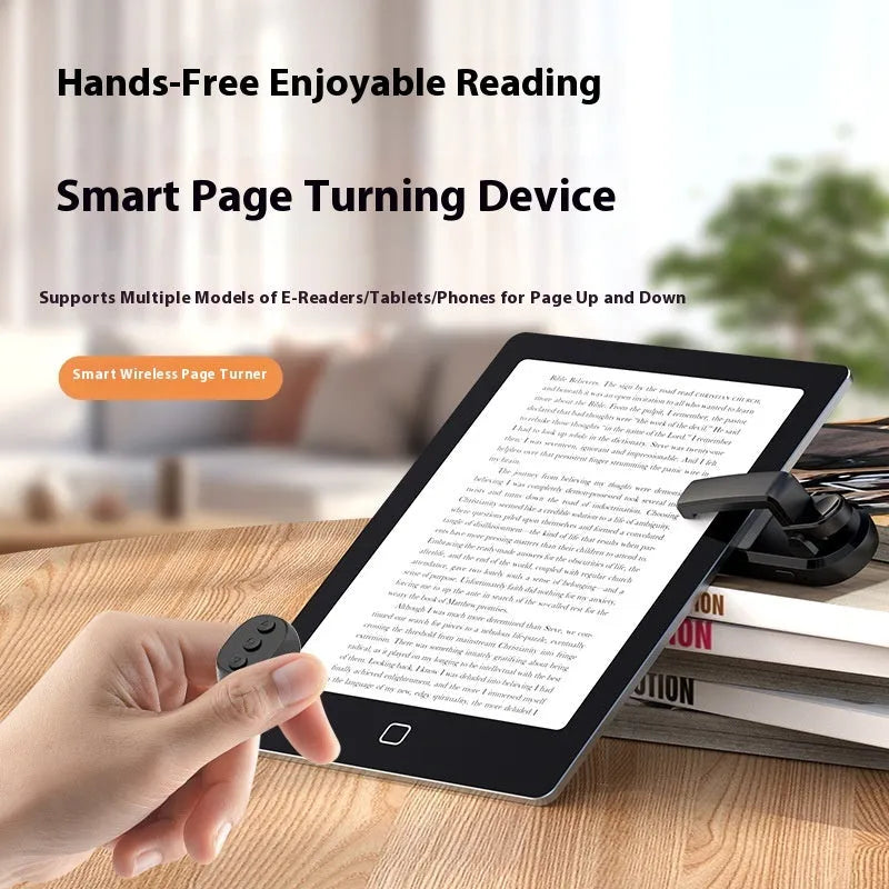 Wireless page turner remote control with clicker for tablets and e-readers in available colours