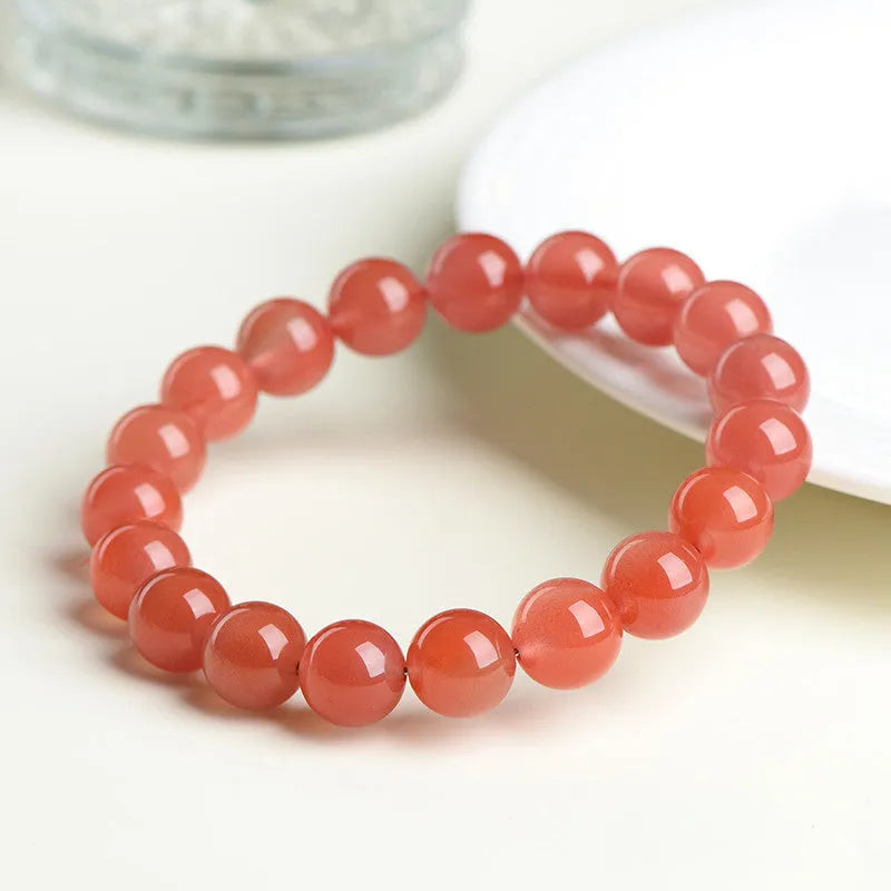 South red cherry red agate beaded bracelet showing scattered beads design in natural stone