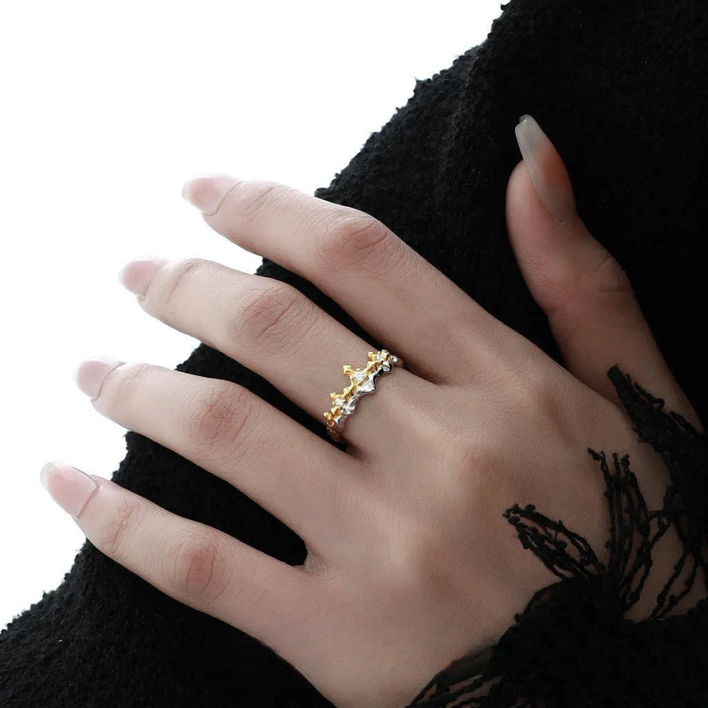 Princess Knight couple ring in silver with electroplated finish and adjustable opening