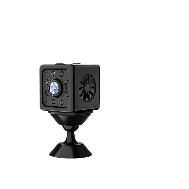 Black cubic K13 network sports camera with 26mm dimensions and mounting bracket