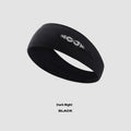 Seamless knitted exercise hair band in classic black on grey background
