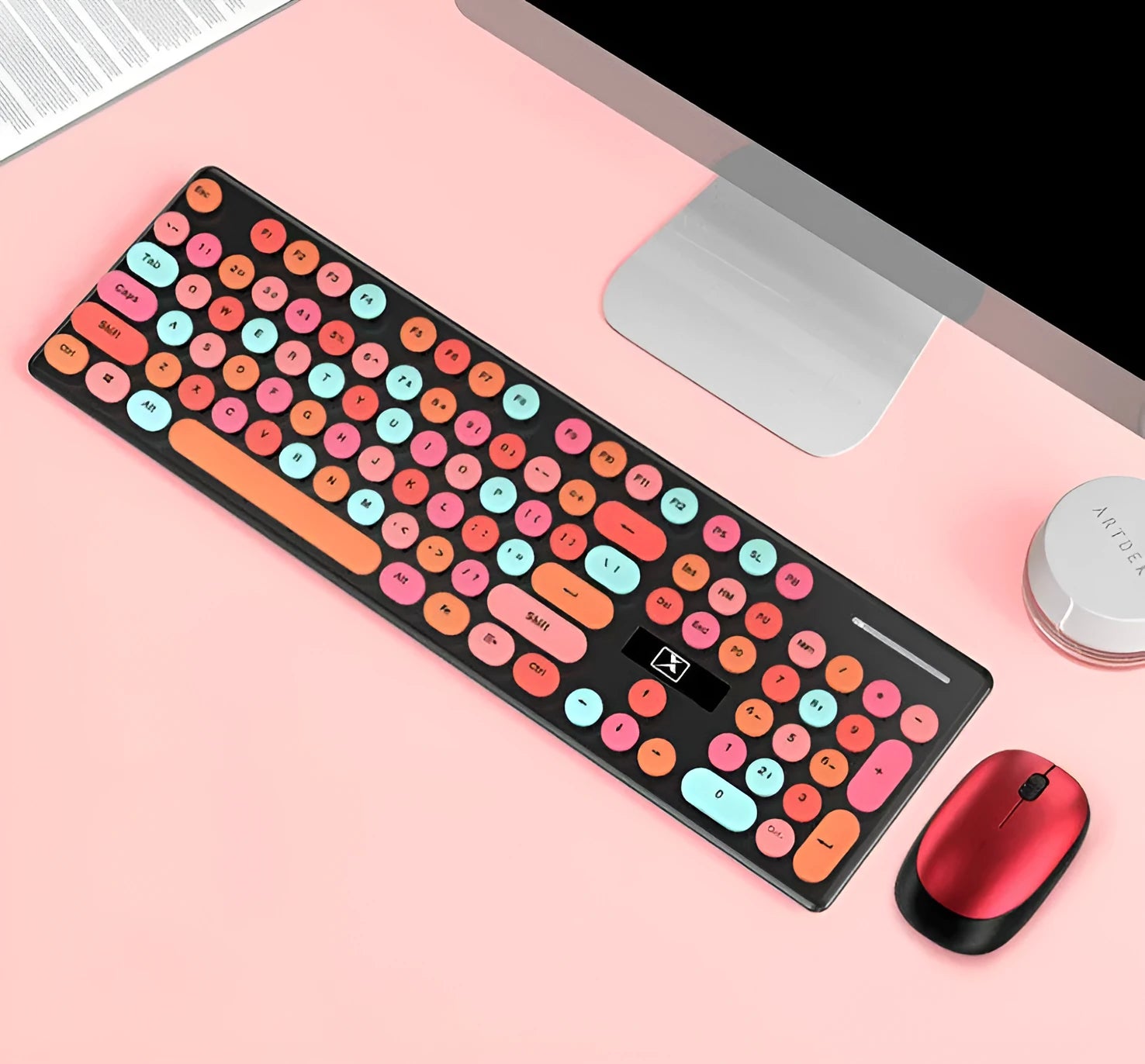 Xinmeng N620 Vibrant Yellow Wireless Keyboard and Mouse Set on a desk