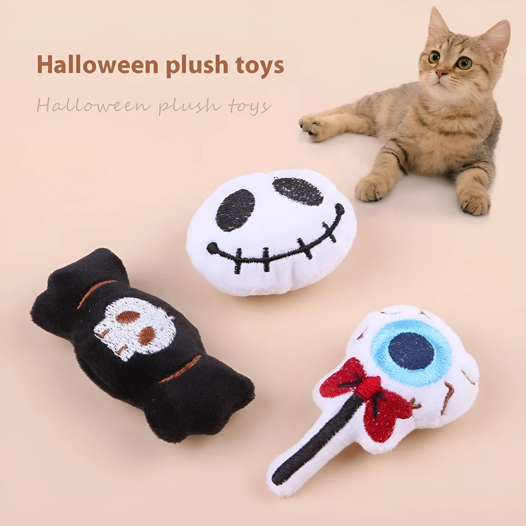 Plush cat teaser wand with colourful pom-pom attachment in candy pink design