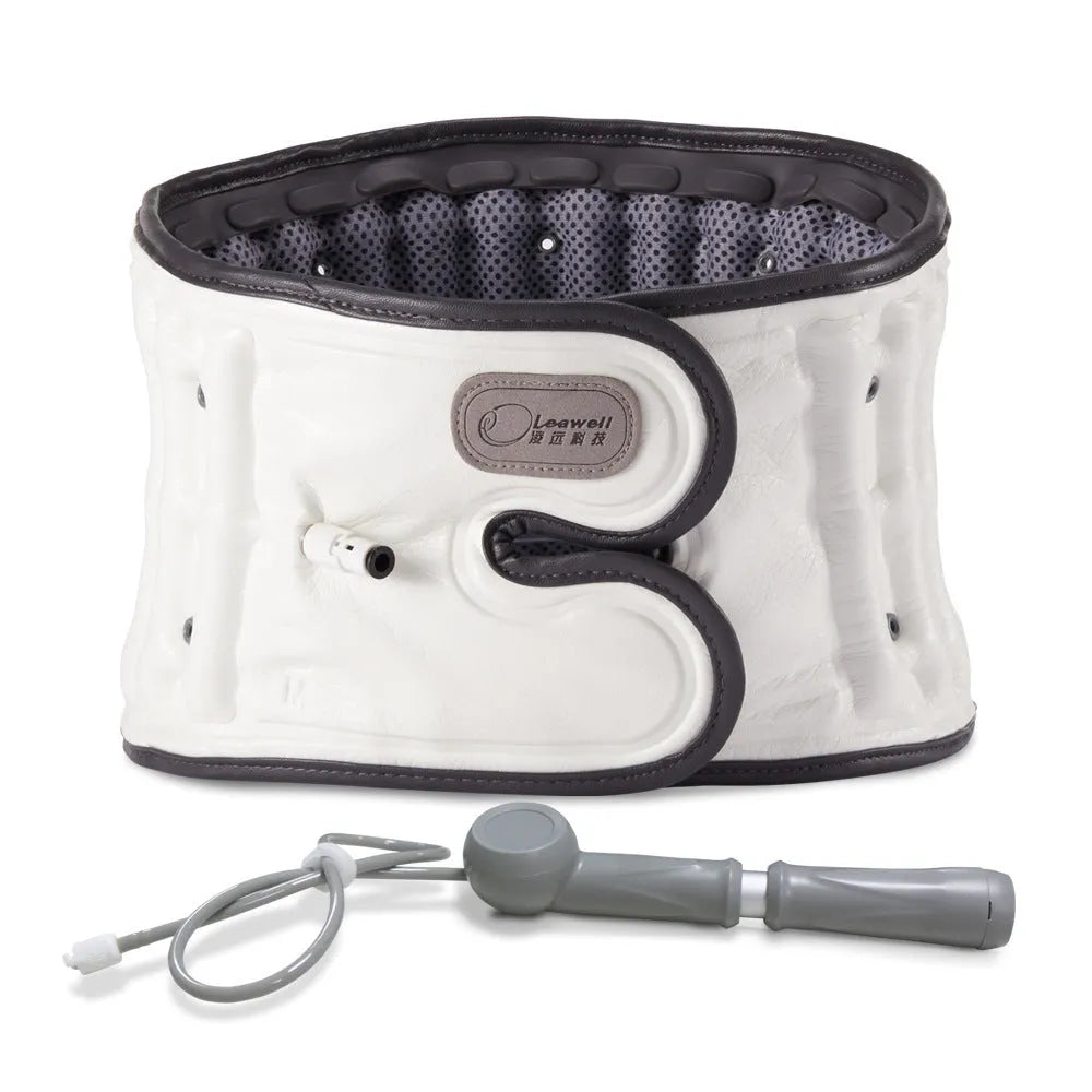Automatic inflation lumbar support belt for disc correction in grey PU material
