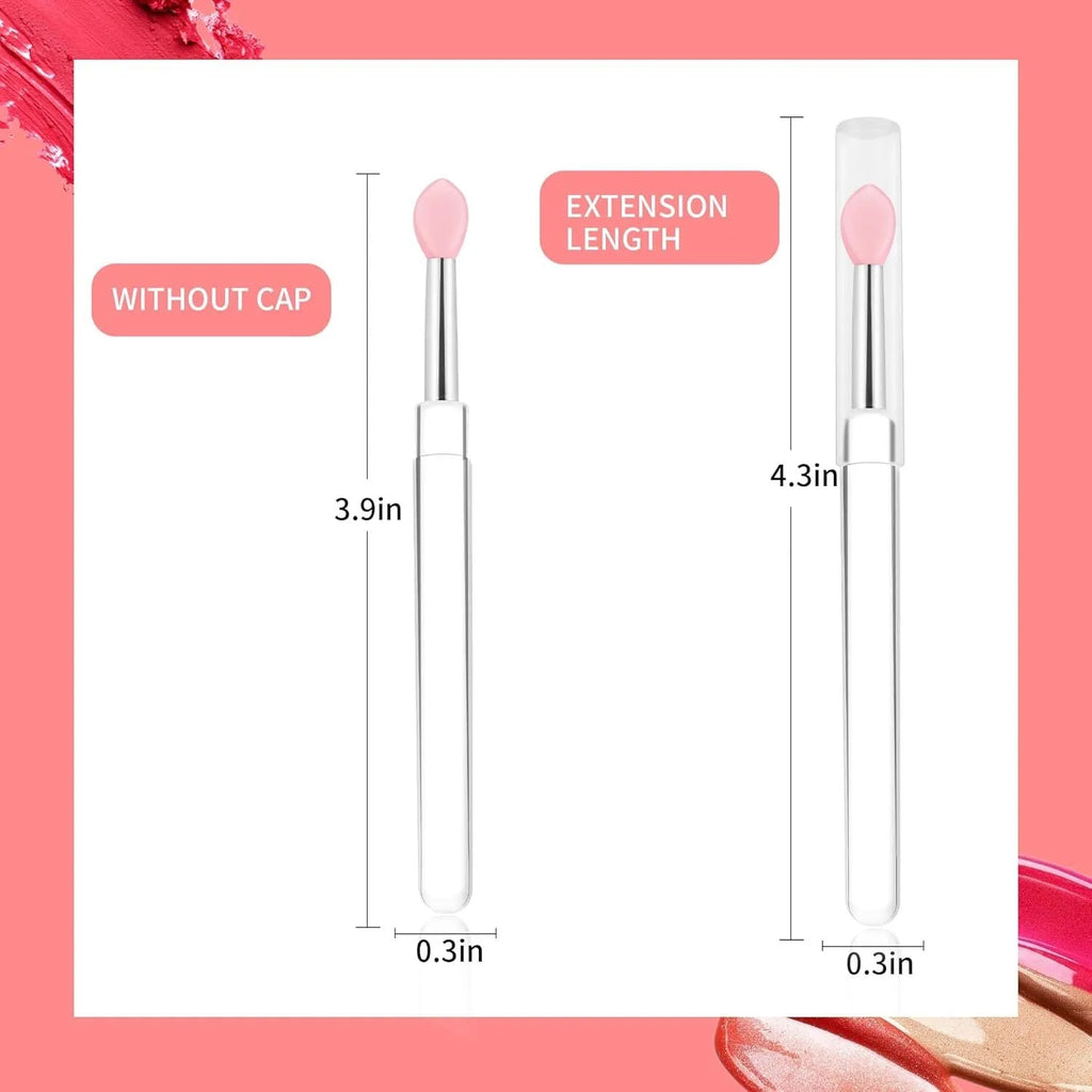 Set of reusable silicone lip brushes with protective caps in eight different colours.