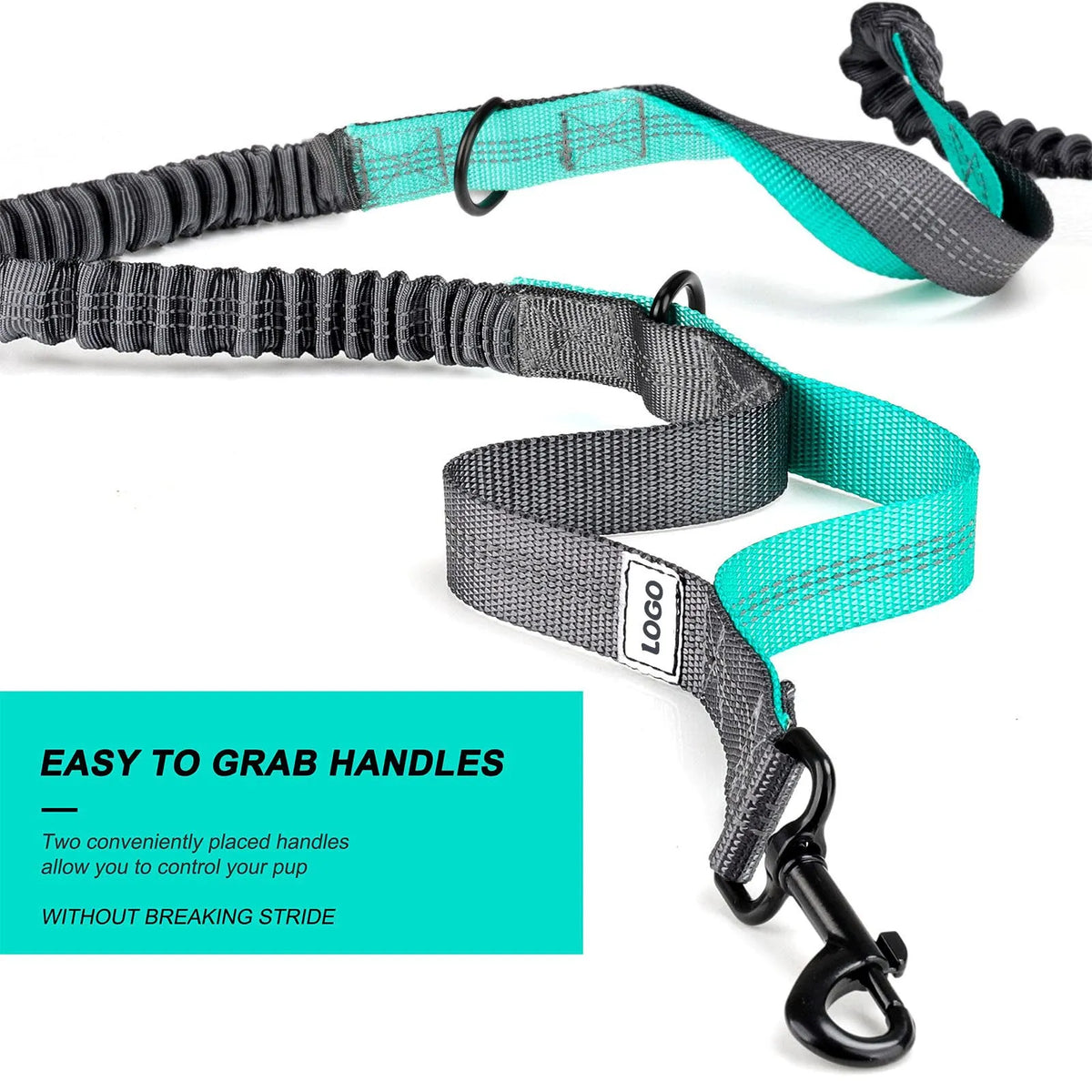 Black nylon outdoor pet training waist bag with integrated dog walking leash