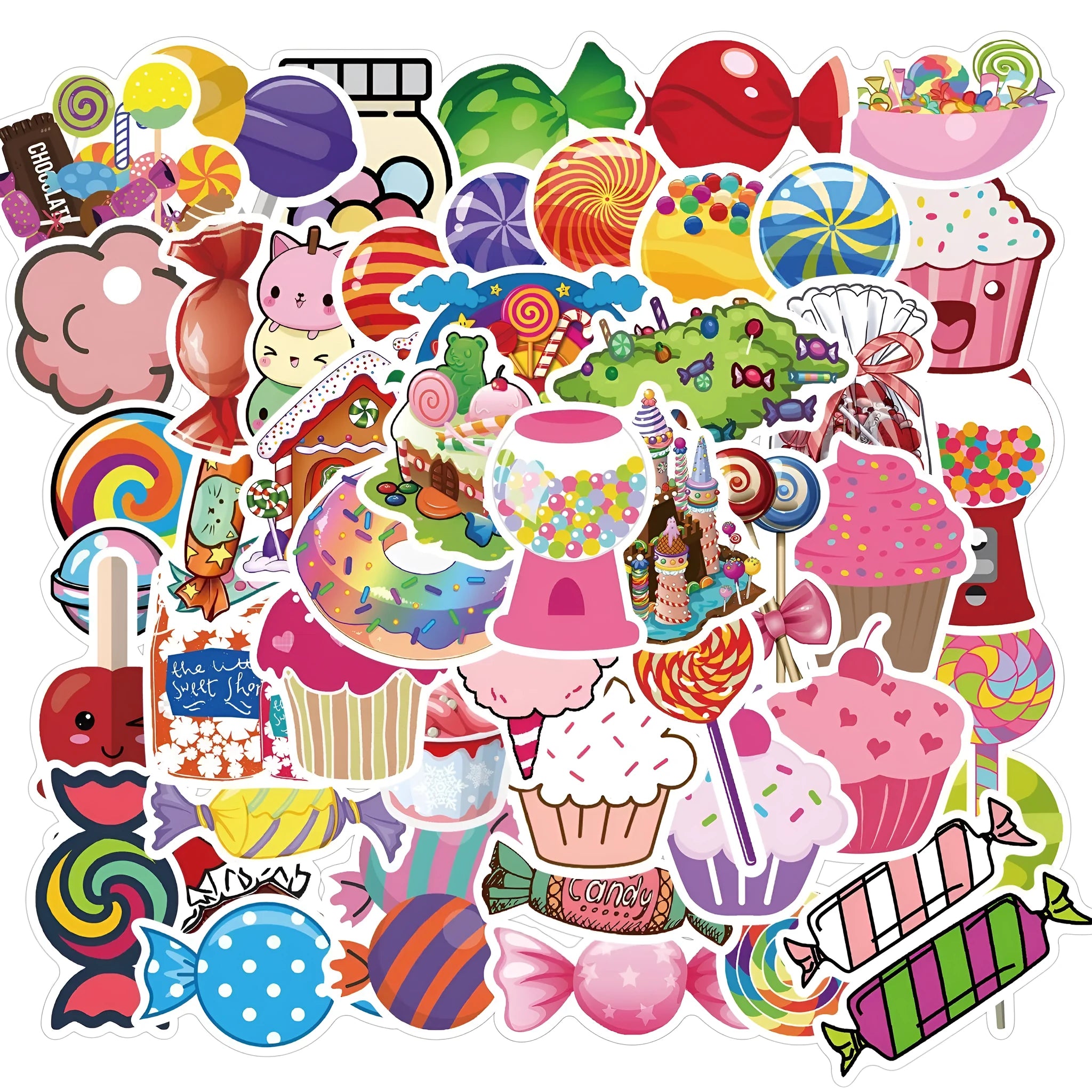 Candy series colourful graffiti and cartoon stickers pack of 50 sheets for DIY decoration