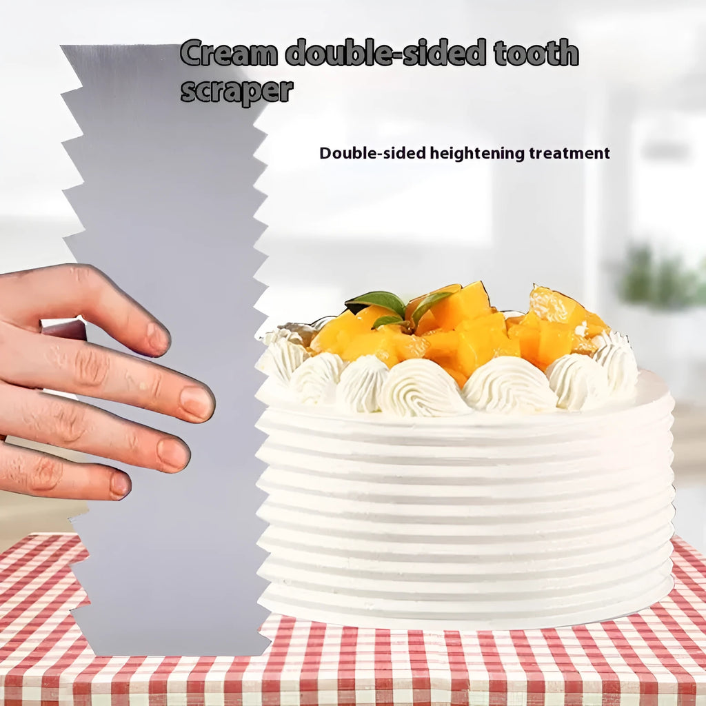 Stainless steel cream scraper with polygon patterns for cake decorating