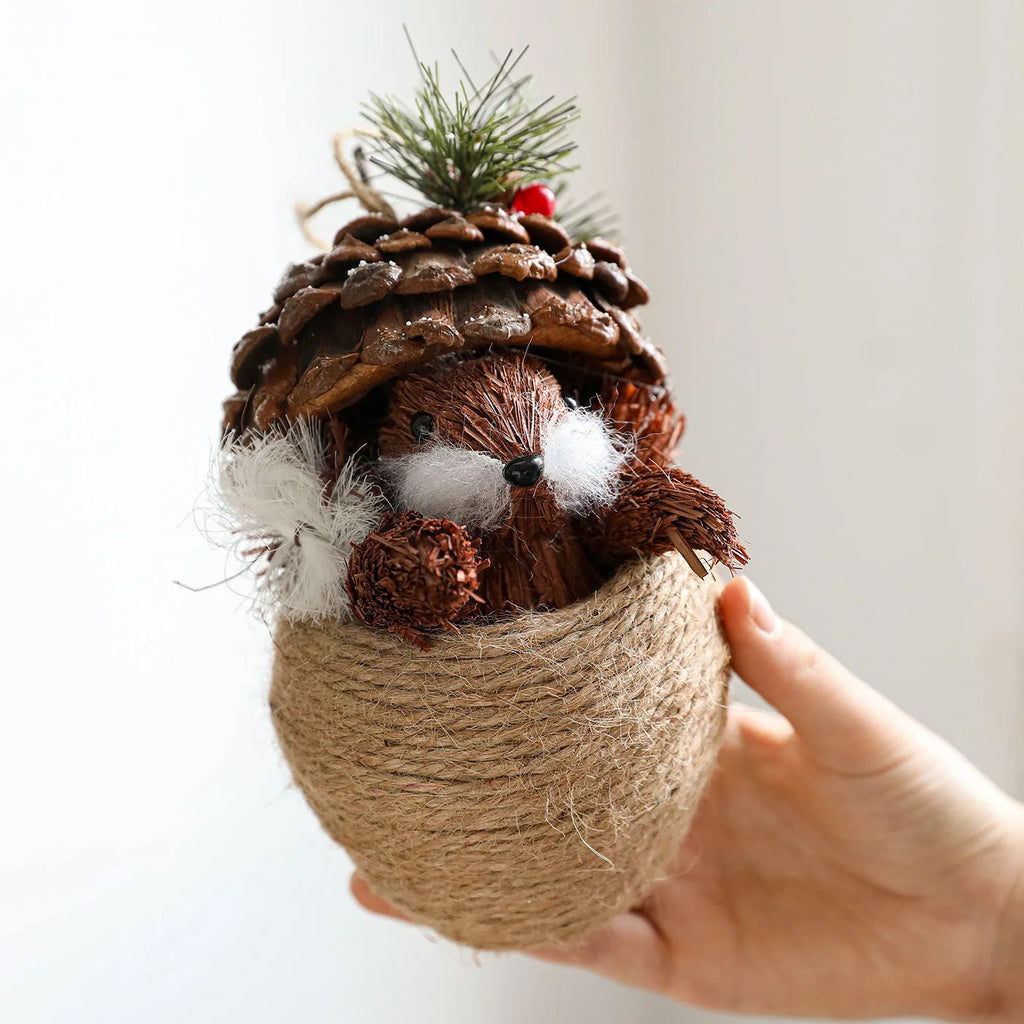 Foam squirrel Christmas decoration in brown or gray, single simulation squirrel ornament for festive display.