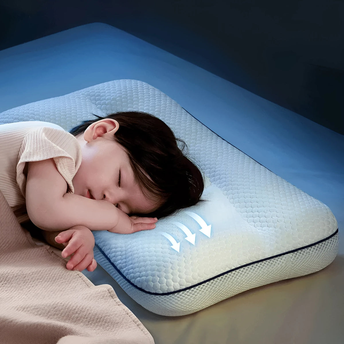 Children's partition neck pillow with double-sided antibacterial design for ages 1-3-6 years