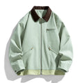 Men's Korean style retro workwear jacket with contrast lapels and side pockets