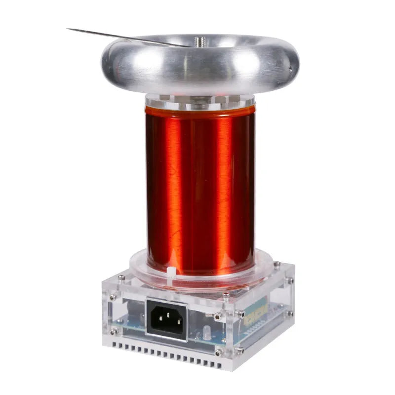 Tesla coil driver board with controller and cables for music-synchronised electrical arc generation