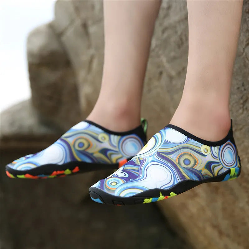 Beach wading shoes in multiple colours with Lycra elastic uppers and EVA midsoles for swimming