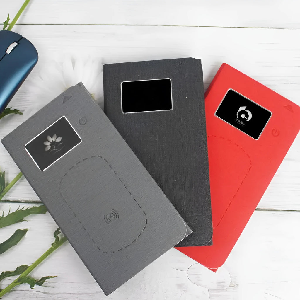 Folding wireless charging mouse pad set with compact wireless mouse showing folded and unfolded configurations
