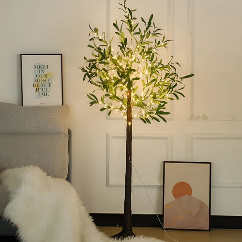 1.8 metre tall artificial olive tree lamp with 210 warm white LED lights for courtyard decoration