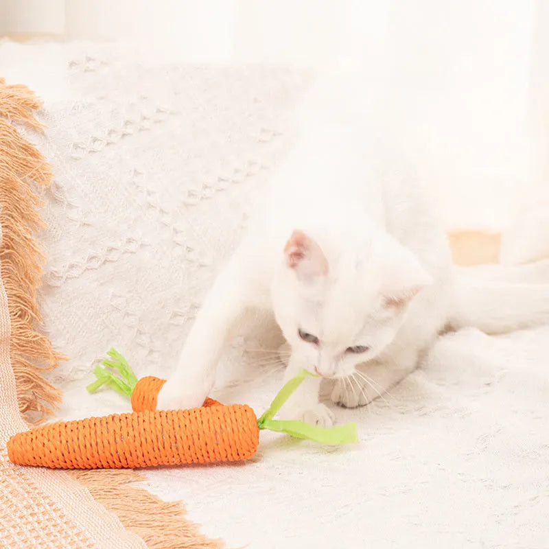 Interactive cat toys bundle with carrot bites paper toys, ringing stones, cat sticks and tooth grinding sticks in two size options