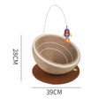 Large cat scratching basin with integrated nest bed showing sisal scratching surface and flannel interior