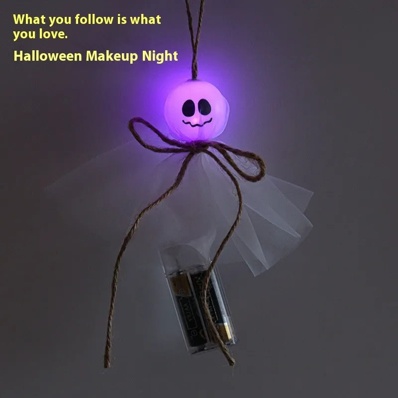 Halloween LED lighting chain with 20 colourful ghost design lights and battery box