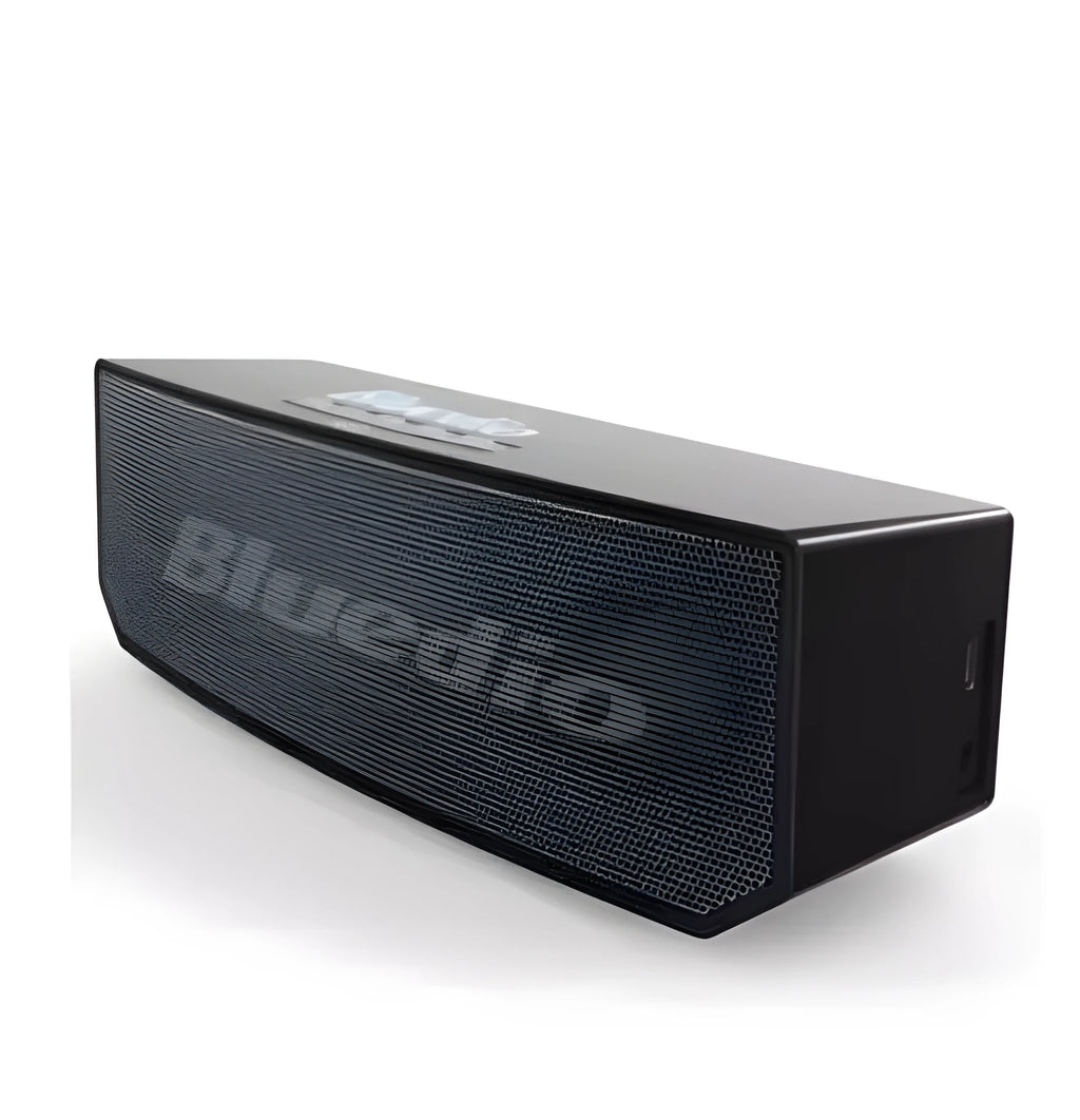 Black BS-6 Bluetooth smart speaker with compact 227x68x74mm dimensions