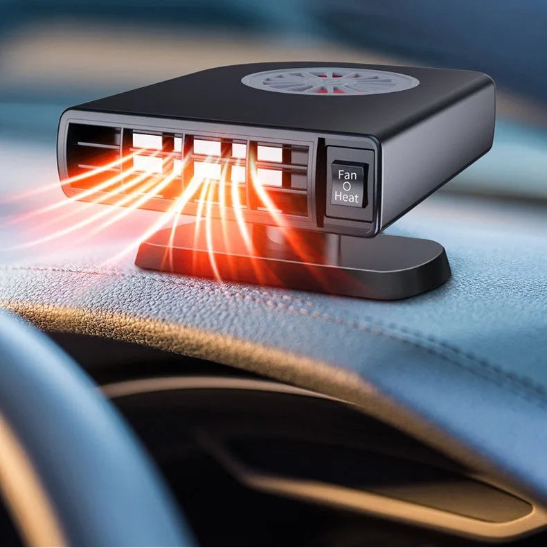 Compact black vehicle-mounted heater for car defrosting with adjustable airflow direction
