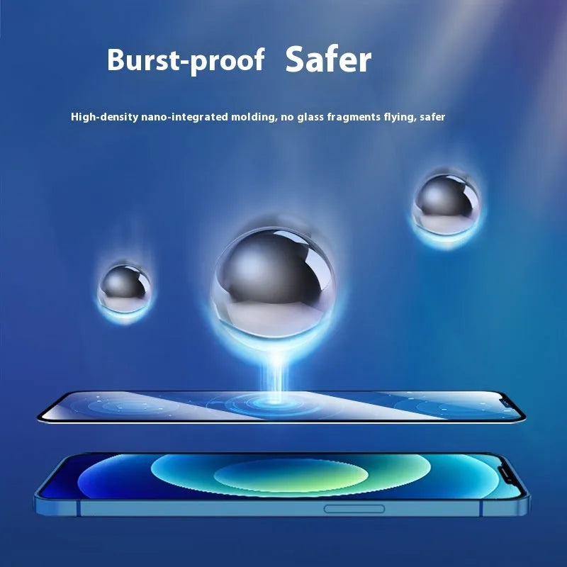 HD tempered glass screen protector for iPhone 12 Pro, 14, 15, XS Max, dustproof, full screen, boxed
