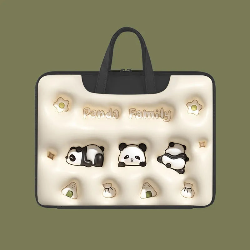 Inflatable laptop bag showing luggage attachment feature and available in multiple colour patterns