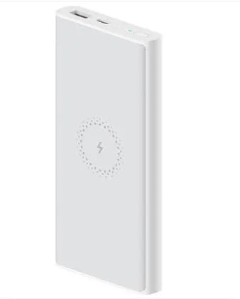 White or black 10000mAh power bank with USB-C and USB ports