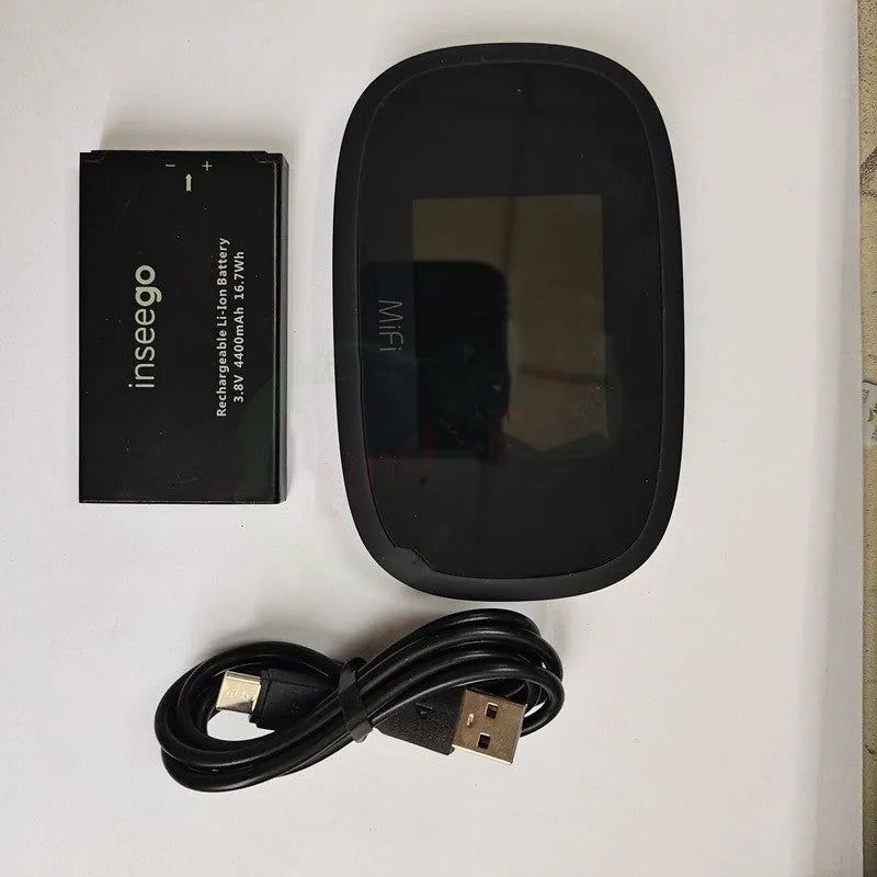 Black MIFI8000 portable 4G wireless router with dual-core processor and 150Mbps speed.