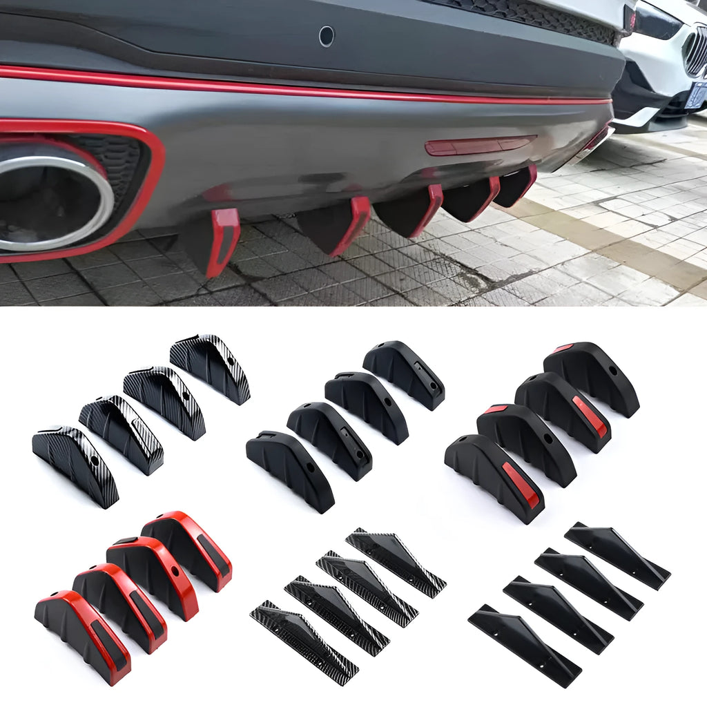 Universal triangular rear spoiler in black carbon fibre finish with 15cm size for car body kits