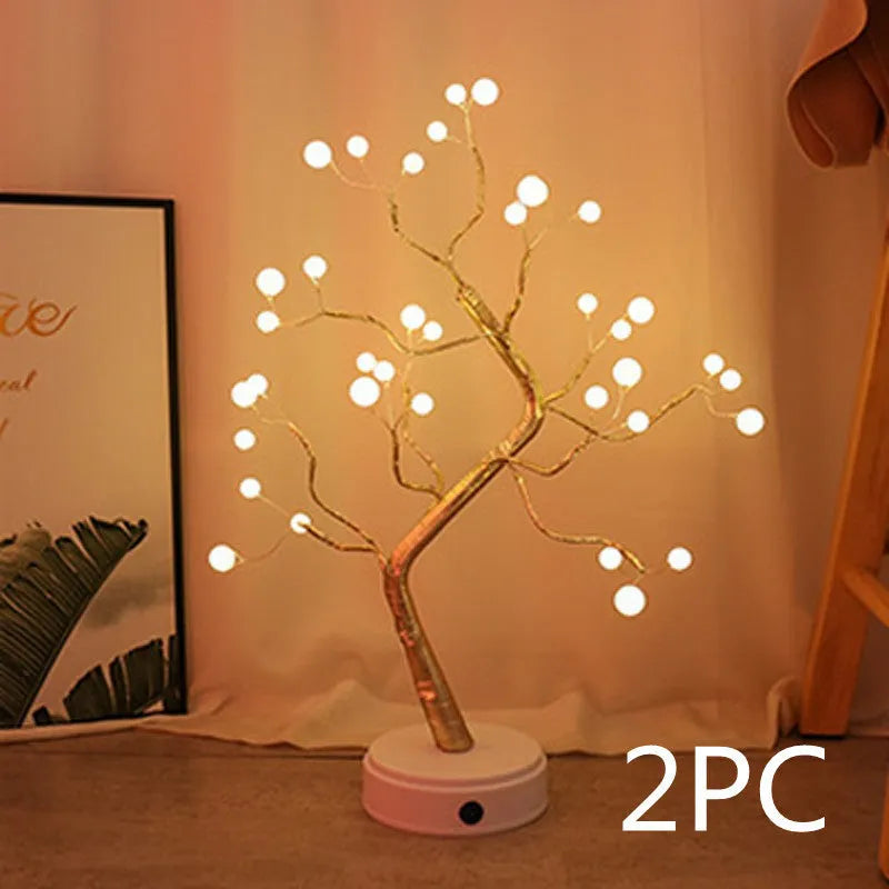 LED Christmas tree night light with touch base in warm white, white, pink or multi-colour lighting