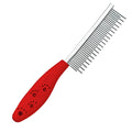 Red pet comb with stainless steel teeth for dematting dog cat long hair knots