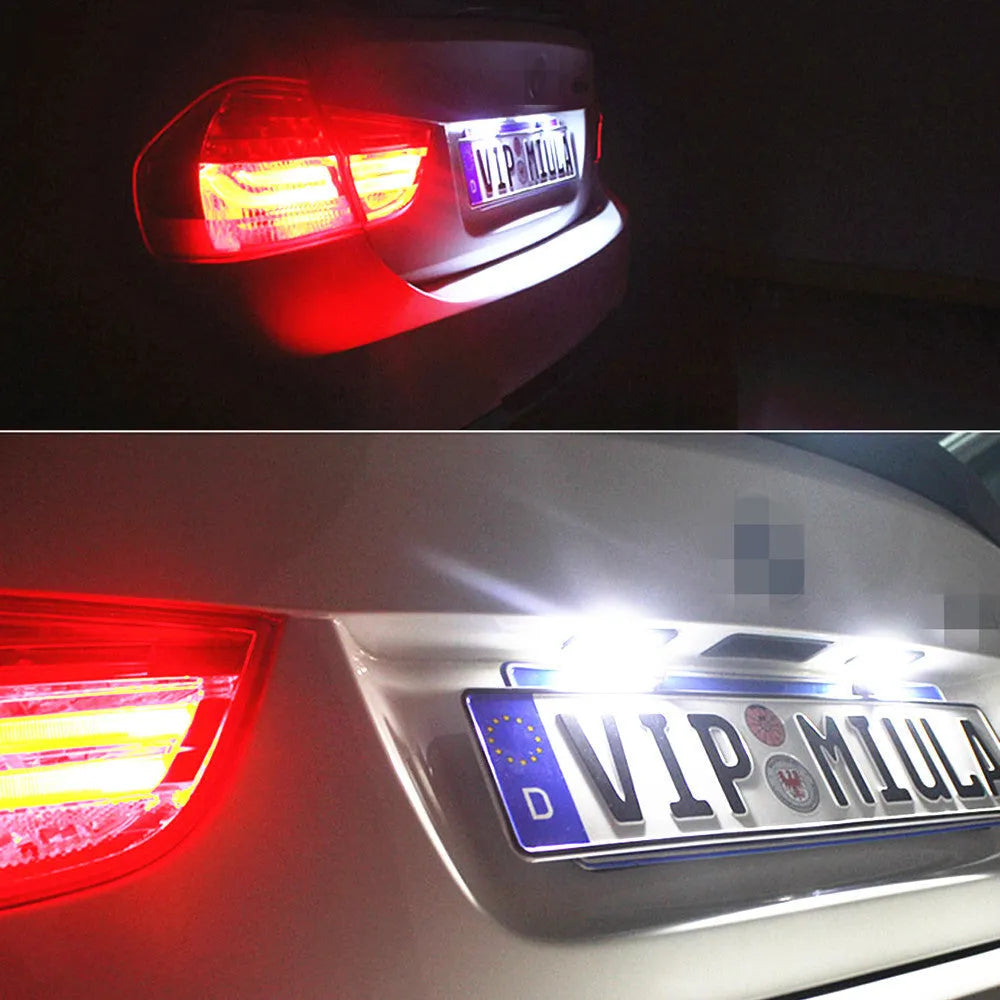Volkswagen LED licence plate light upgrade kit for Golf Polo Phaeton models with SMD LEDs.