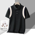 Men's striped business lapel short-sleeve T-shirt in Korean loose style for summer
